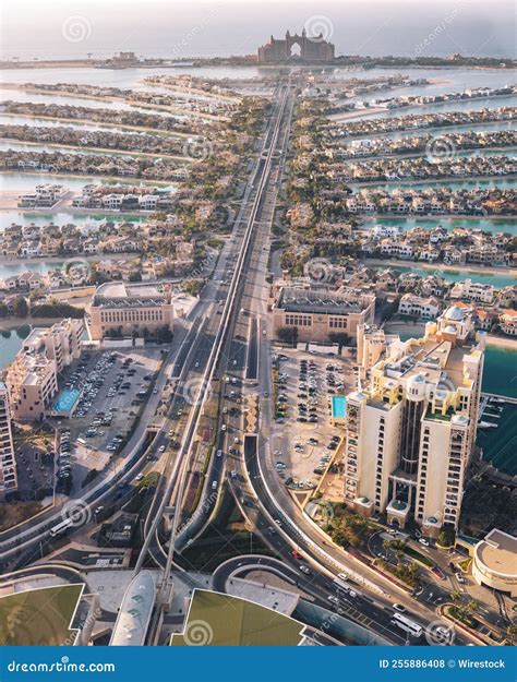 Aerial View To Palm Island in Dubai Stock Photo - Image of beach, water ...