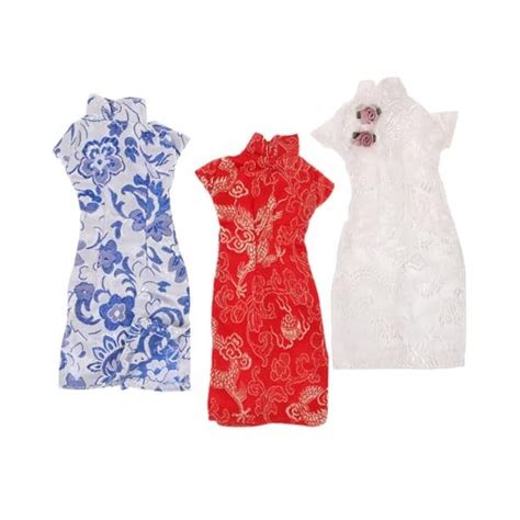 Toyvian 3 Pièces Robe Cheongsam De Poupée Robe Traditionnelle Asiat