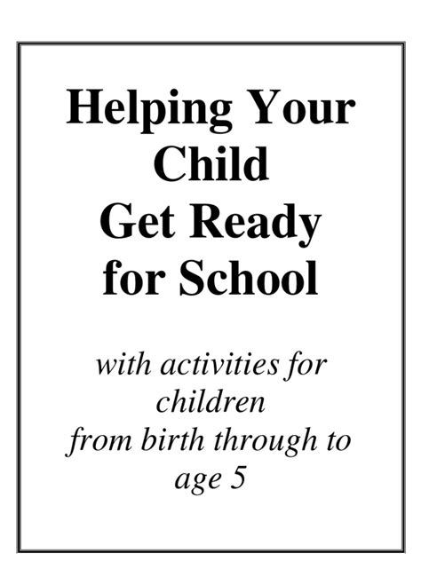 Helping Your Child Get Ready For School Pdf Wic Learning