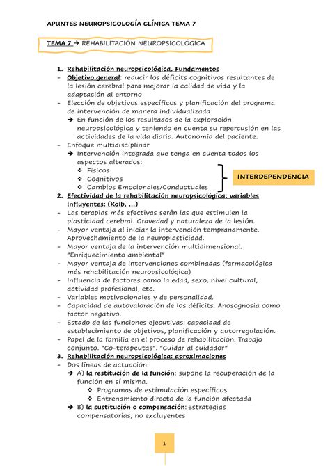 Tema Neuro Cl Nica Apuntes Tema Apuntes Neuropsicolog A Cl Nica