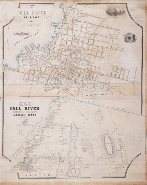 An early and very rare map of Fall River, Mass. - Rare & Antique Maps