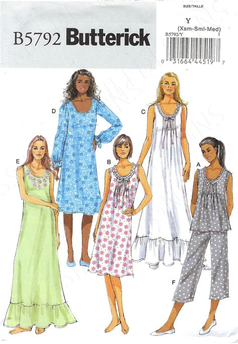 Butterick Sewing Patterns Gown Sewing Pattern Nightgown Pattern