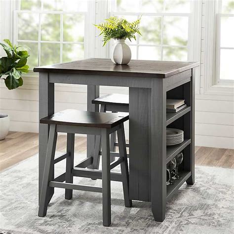 Gray 3 Pc Franklin Kitchen Island And Stools Set Kirklands Kitchen