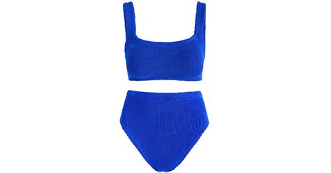 Hunza G Patricia Seersucker Bikini In Blue Lyst