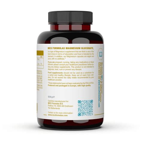 Magnesium Gluconate, 500mg/Capsule - MCS Formulas