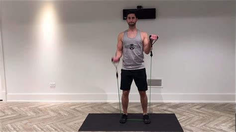 Resistance Band Biceps Curls With Opposite Arm Isometric Youtube