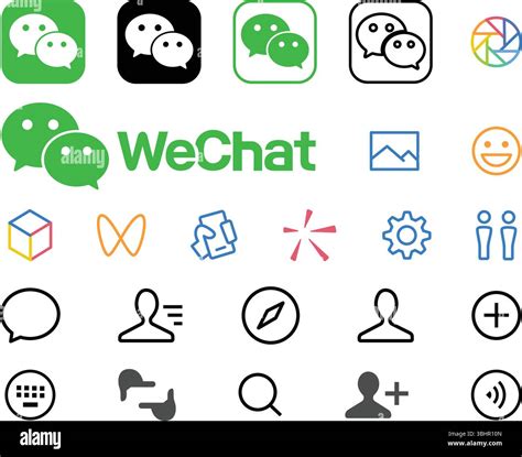 wechat set  mobile app interface icons  logos social media