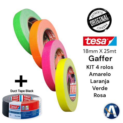 KIT Tesa Fita Tecido Gaffer Tape 18mm Duct Tape Preta ATM Distribuição