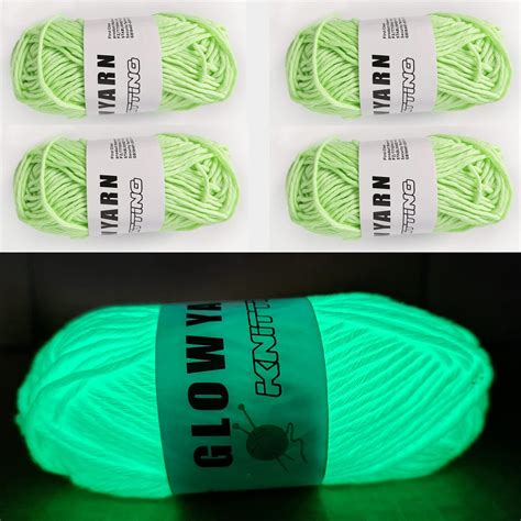 4 Pcs Glow In The Dark Yarn Sewing Supplies 55yd For Crocheting For