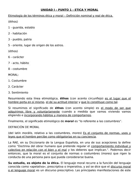 Unidad I Punto Etica Unidad I Punto Etica Y Moral Etimolog A