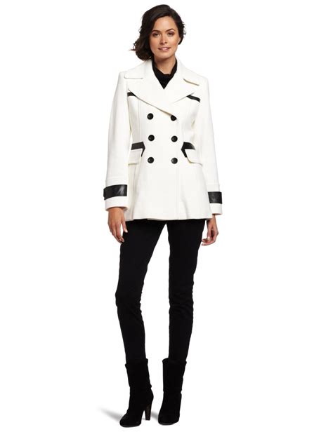 Burlington Coat Factory Women Clothing: Pea Coat with Faux Leather Trim