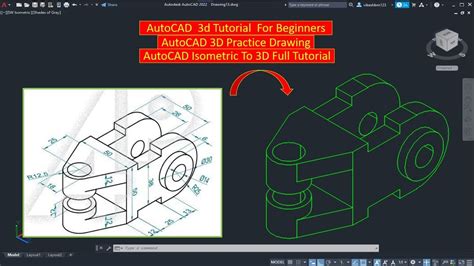 Autocad 3d Tutorial For Beginners Autocad 3d Practice Drawing Autocad 3d Modeling Youtube