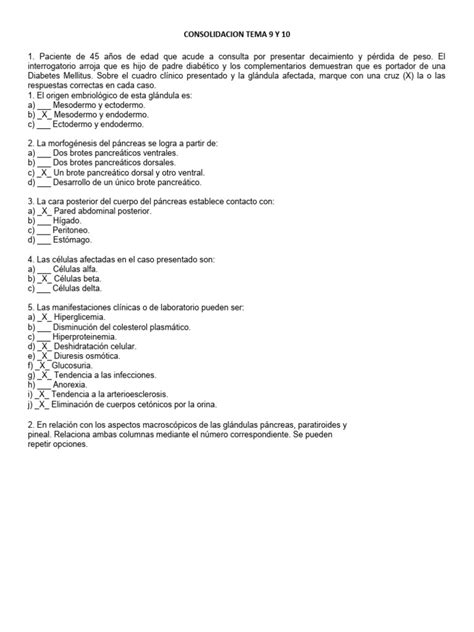 Consolidacion Tema 9 Y 10 Resuelta Pdf Páncreas Insulina