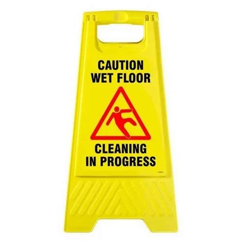 Incandescent Plastic Caution Board Cleaning In Progress Wet Floor