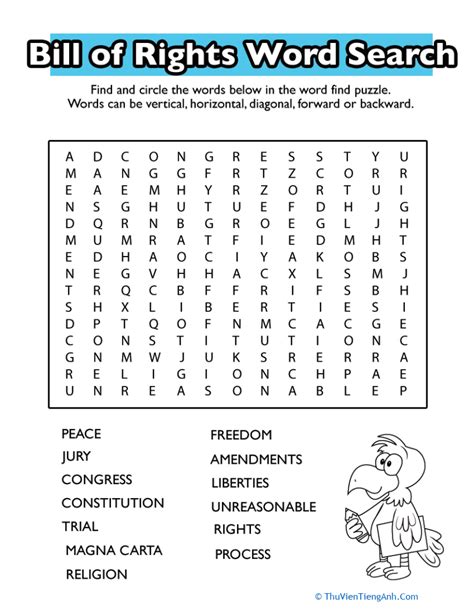 Bill of Rights for Kids Word Search Thư Viện Tiếng Anh