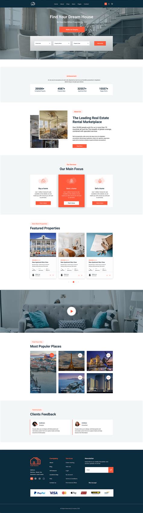 Real Estate find houses landing page Template design on Behance