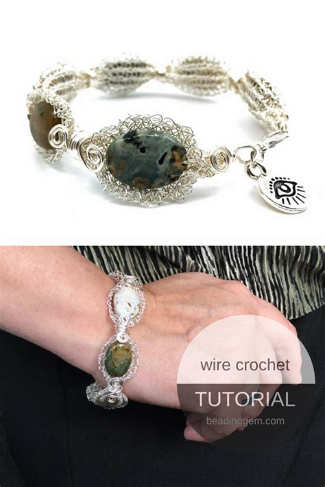 Wire Crochet Isk Gemstone Bracelet Tutorial Comparison With True Wire Knitting The Beading Gem