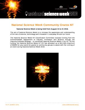 National Science Week Community Grants NT Doc Template PdfFiller