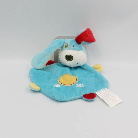 Doudou Plat Chien Bleu Rouge Jaune Kimbaloo