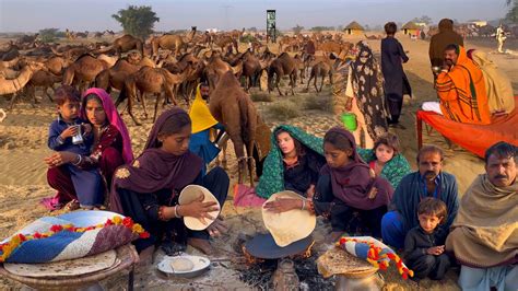 Desert Women Morning Routine In Winter Cooking Traditional Breakfast