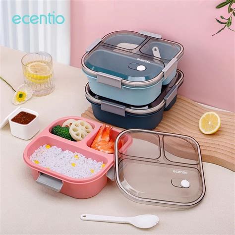 Jual Ecentio Kotak Makan Lunch Box Grid Ml Kotak Bekal Misting