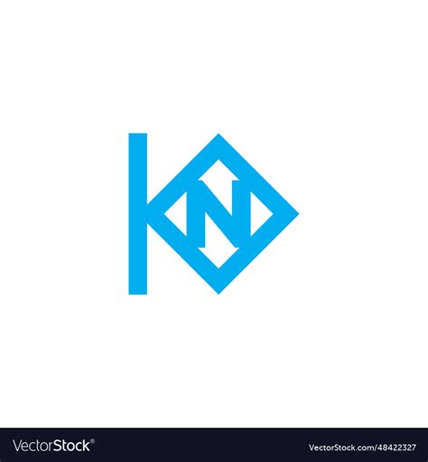 Letter Kn Linked Blue Diamond Logo Royalty Free Vector Image