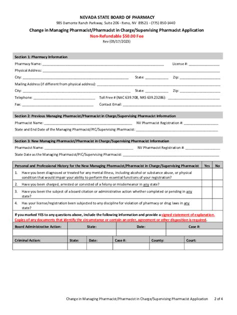 Fillable Online Bop Nv Application To Register A Non Resident Pharmacy