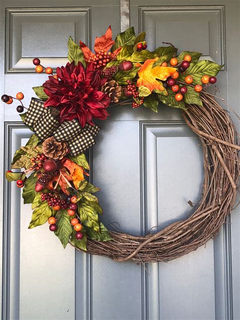 Fall Wreaths For Front Door Wreaths For Front Door Fall Etsy Door