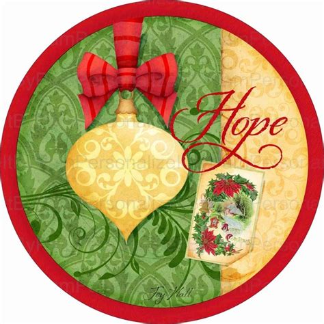 Round Elegant Hope Christmas Wreath Sign, Signs for Wreaths, Hope Wreath Sign, Personalize It by ...