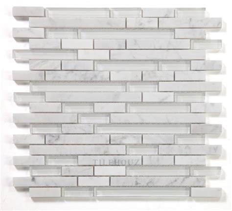 Linear Carrara White 11 75 X 12 Glass Mosaic Tilehouz