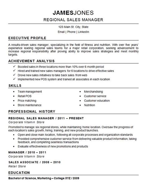 Regional Sales Manager Resume Example Nutrition Fitness Manager