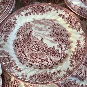 Vintage Churchill England Dinnerware the Brook in Pink Dishes Custom ...