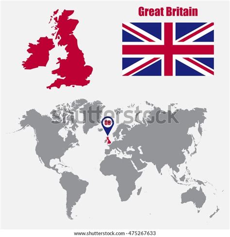 Uk Map On World Map Flag Stock Vector (Royalty Free) 475267633 ...