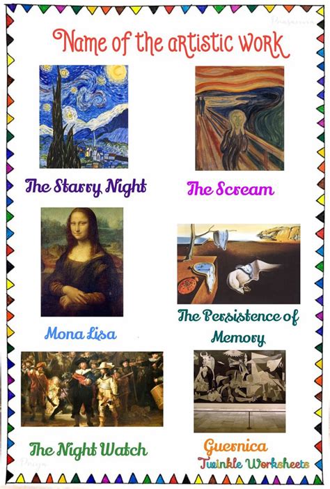 This Worksheet Is About Learning The Name Of The Famous Art Work Look