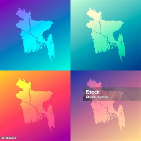 Ilustración De Mapas De Bangladesh Con Gradientes De Colores Moda Fondo