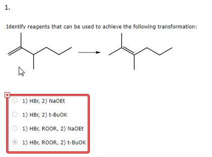 Solved 1 Identify Reagents That Can Be Used To Achieve The Chegg