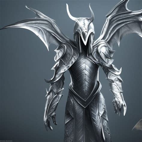 White Skinned Dragonborn With Silvery Metallic Wings Many Scars Gloves