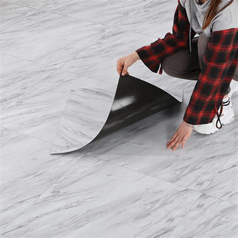 Peel and Stick PVC Flooring Smooth Marble Look Fireproof Vinyl Flooring ...