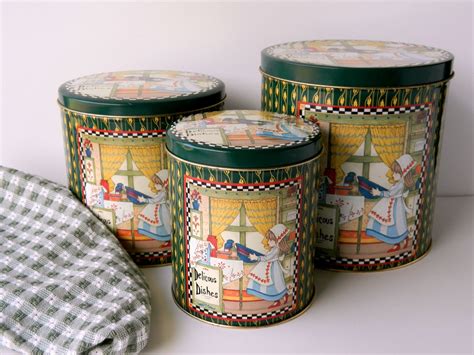 Metal Canister Set. Decorative Tins. Kitchen by MissMagpiesShoppe