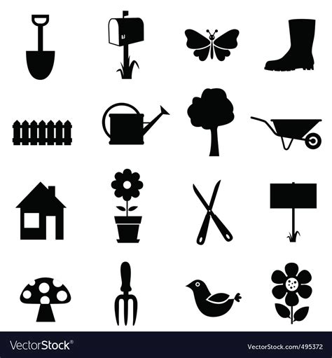 Garden Icons Royalty Free Vector Image Vectorstock