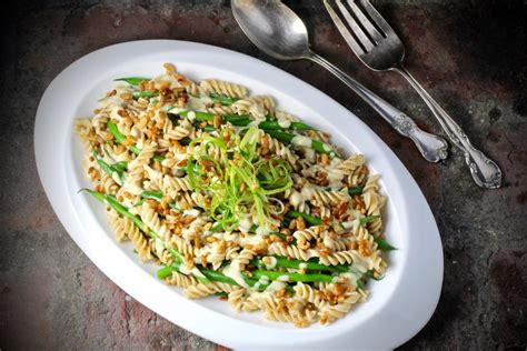 Great New Side Dish Brown Rice Fusilli And Green Beans Tahini Sauce