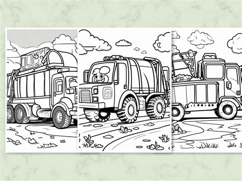 Garbage Truck Coloring Pages Cute Trash Truck Birthday Party - Etsy