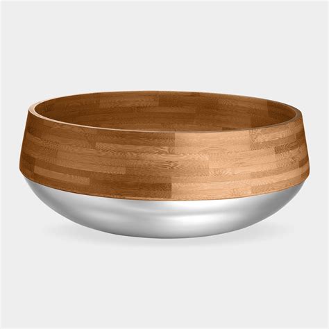 Kontra Bamboo Salad Bowl With Stainless Steel Base The Green Head