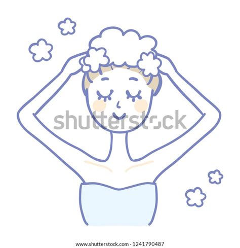 Woman Washing Her Hair It Handdrawn Stock Vector Royalty Free