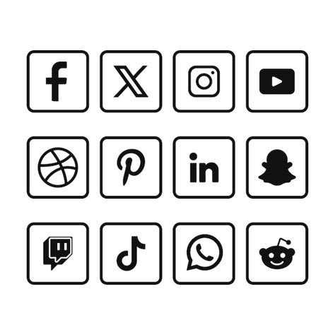 Set Aus Schwarzen Social Media Logos Mit Neuem X Logo Kostenlose Vektor