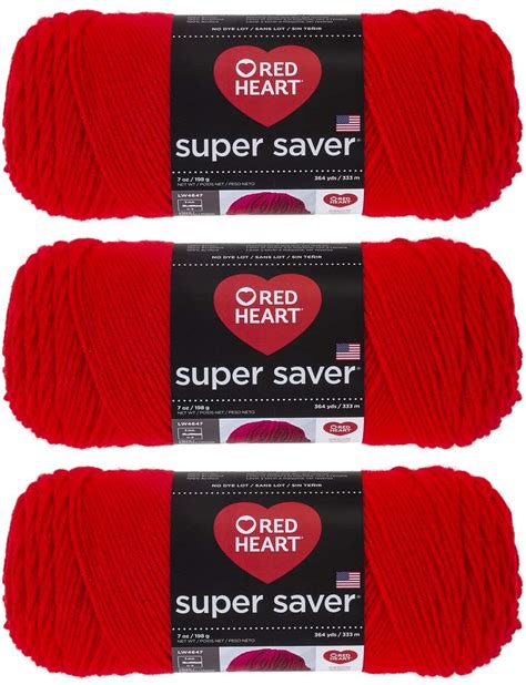 Red Heart Super Saver Yarn 3 Pack Hot Red E300 390 — 🛍️ The Retail Market