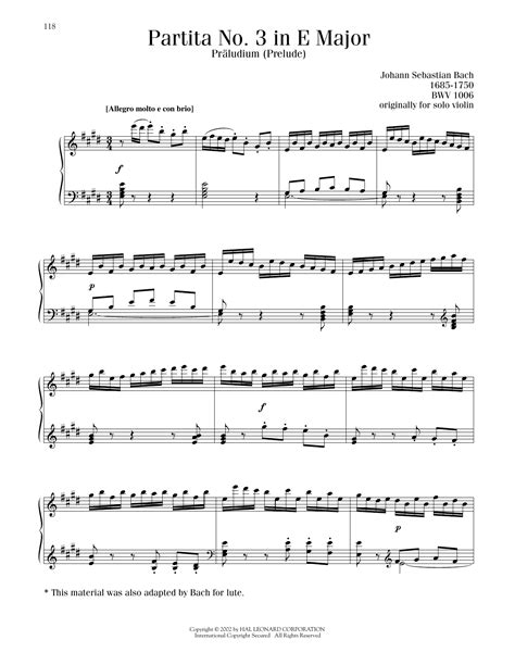 Partita No In E Major Bwv By Johann Sebastian Bach Sheet Music