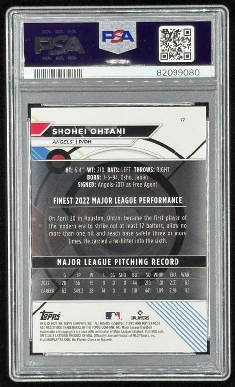 Shohei Ohtani Finest Blue Aqua Vapor Refractors Psa