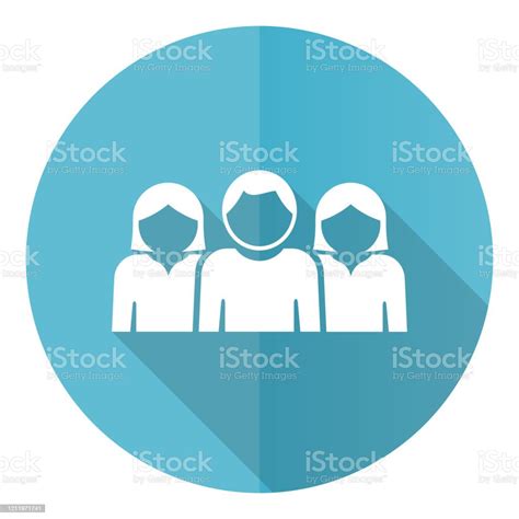 People Blue Round Flat Design Vector Icon Isolated On White Background