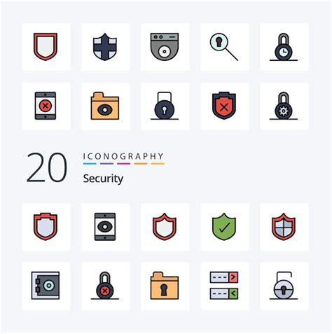 Premium Vector 20 Security Line Filled Color Icon Pack Like Safe Bank